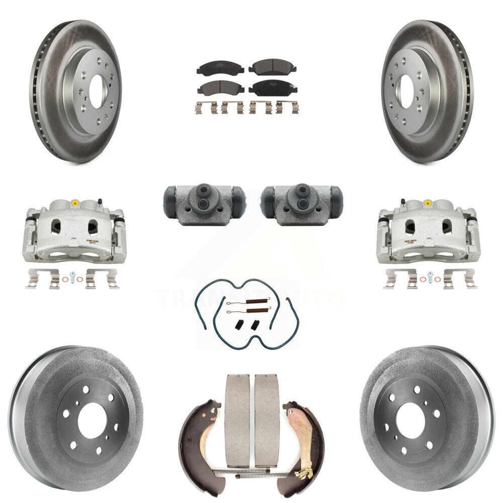 Front Rear Brake Caliper Coated Rotor Drum Ceramic Pad Shoe Cylinder Kit (11Pc) For 1500 KCG-100355T