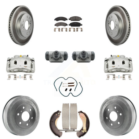 Front Rear Brake Caliper Coated Rotor Drum Ceramic Pad Shoe Cylinder Kit (11Pc) For 1500 KCG-100355T