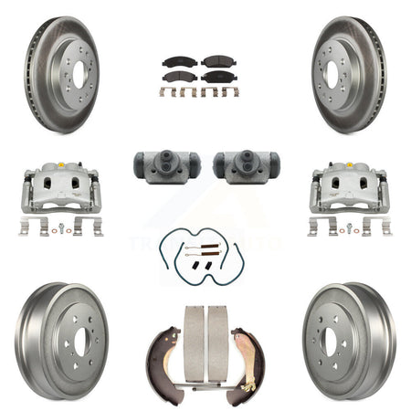 Front Rear Brake Caliper Coat Rotor Drum Semi-Metallic Pad Shoes Cylinder Kit (11Pc) For KCG-100357P