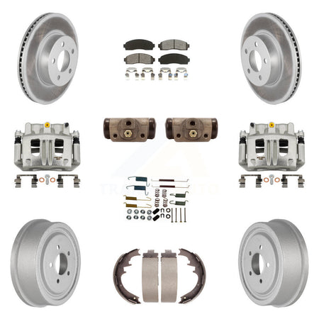 Front Rear Brake Caliper Coat Rotor Drum Semi-Metallic Pad Shoes Cylinder Kit (11Pc) For KCG-100357S