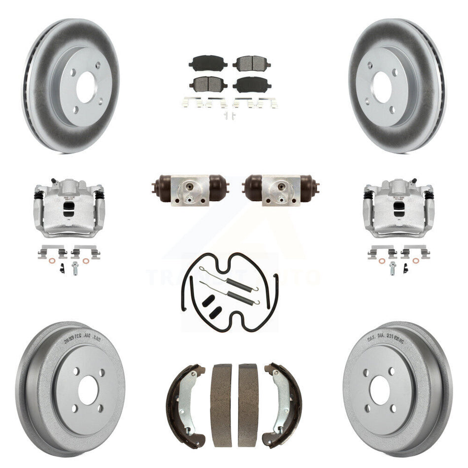 Front Rear Brake Caliper Coat Rotor Drum Semi-Metallic Pad Shoes Cylinder Kit (11Pc) For KCG-100359S
