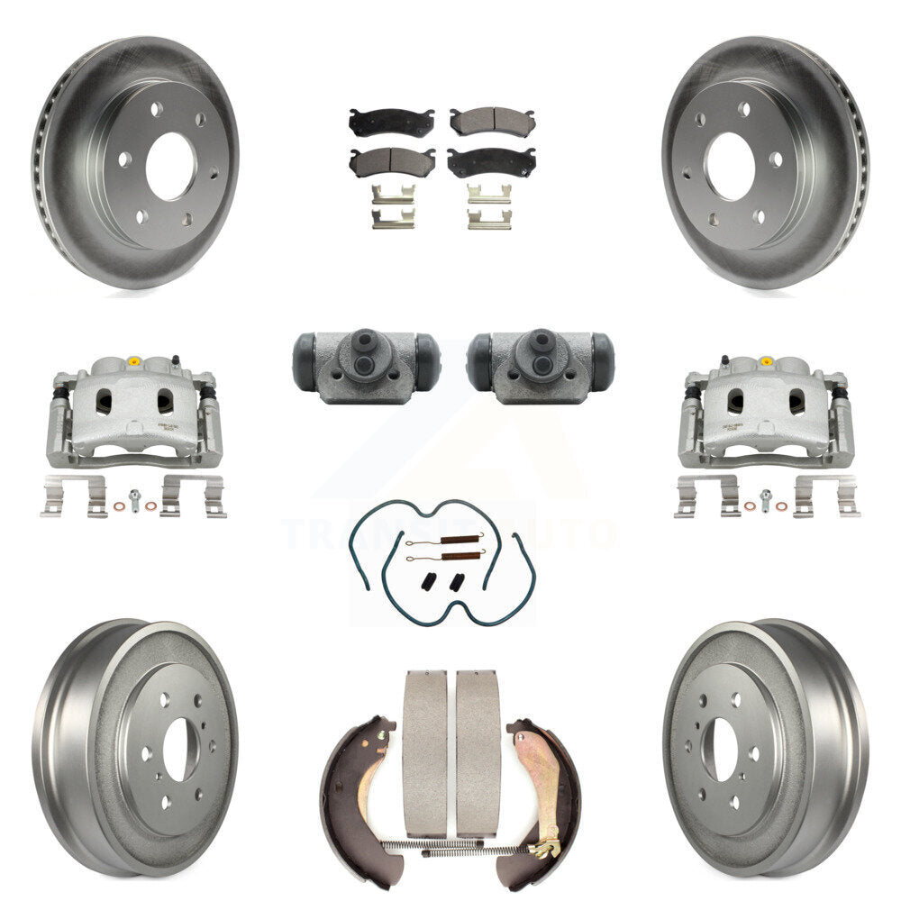 Front Rear Brake Caliper Coat Rotor Drum Semi-Metallic Pad Shoes Cylinder Kit (11Pc) For KCG-100360P