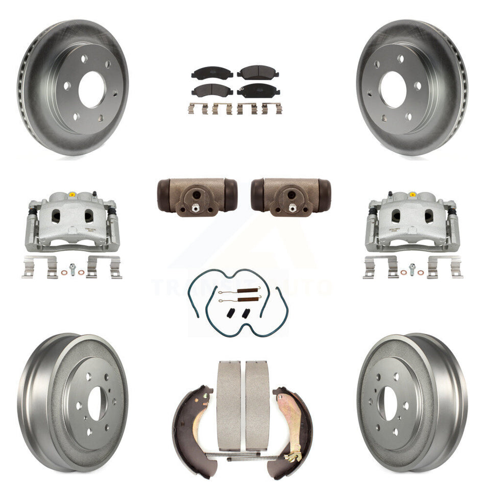 Front Rear Brake Caliper Coat Rotor Drum Semi-Metallic Pad Shoes Cylinder Kit (11Pc) For KCG-100361P