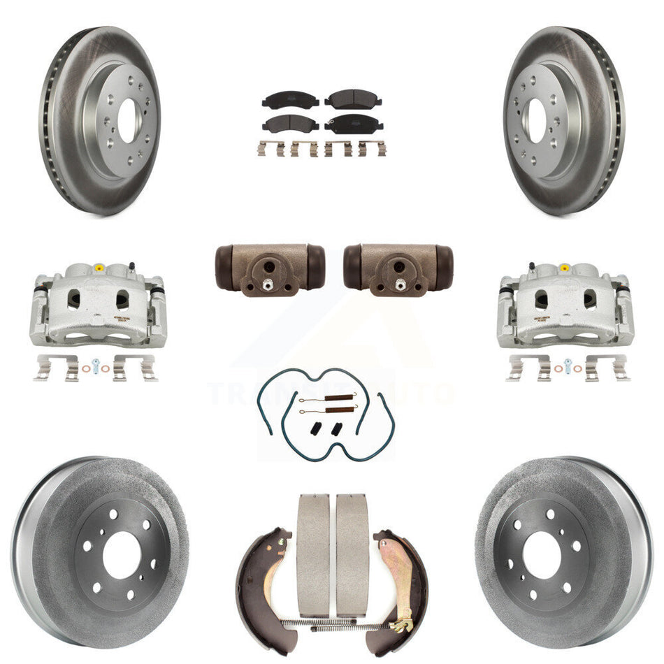 Front Rear Brake Caliper Coat Rotor Drum Semi-Metallic Pad Shoes Cylinder Kit (11Pc) For KCG-100363P