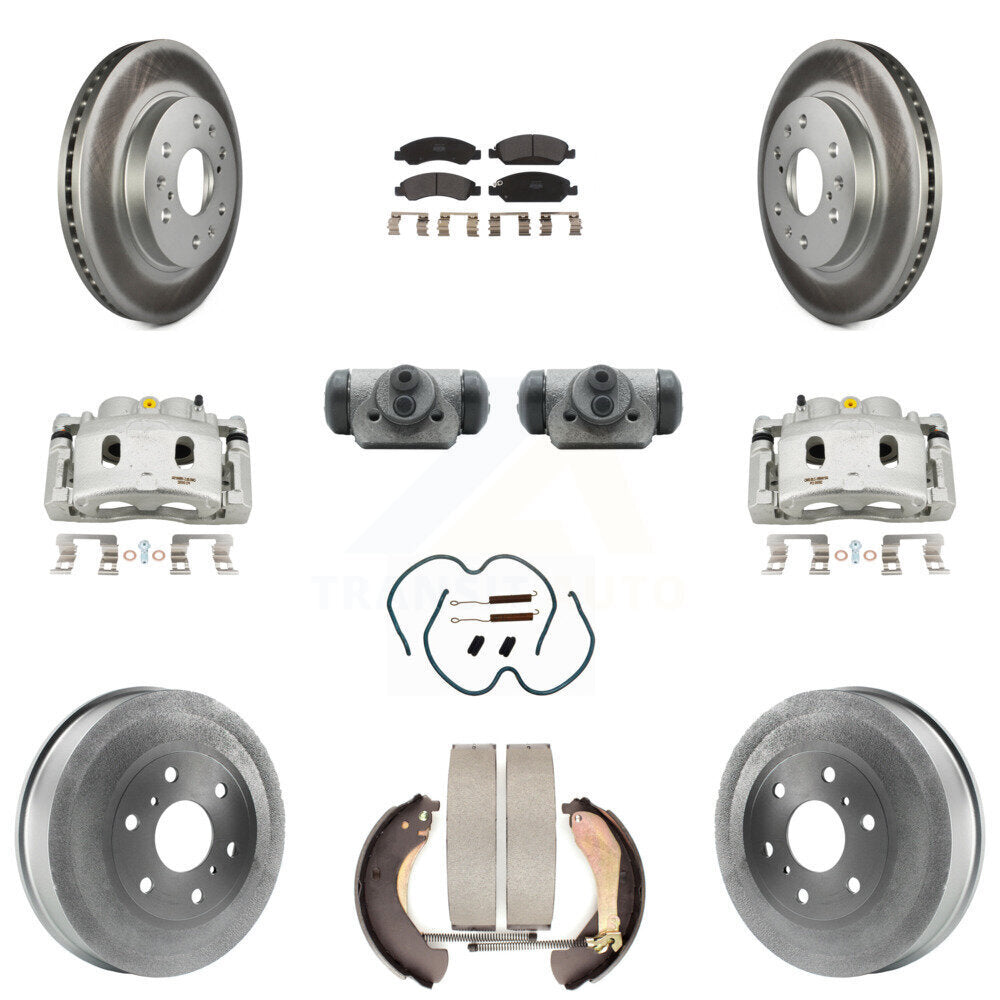 Front Rear Brake Caliper Coat Rotor Drum Semi-Metallic Pad Shoes Cylinder Kit (11Pc) For KCG-100364P