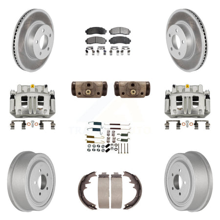 Front Rear Brake Caliper Coat Rotor Drum Semi-Metallic Pad Shoes Cylinder Kit (11Pc) For KCG-100365P
