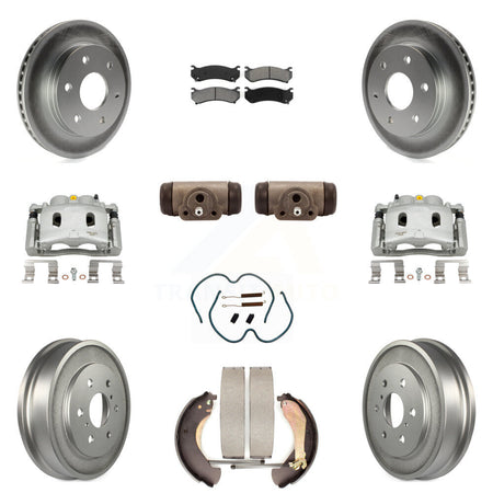 Front Rear Brake Caliper Coat Rotor Drum Semi-Metallic Pad Shoes Cylinder Kit (11Pc) For KCG-100365S