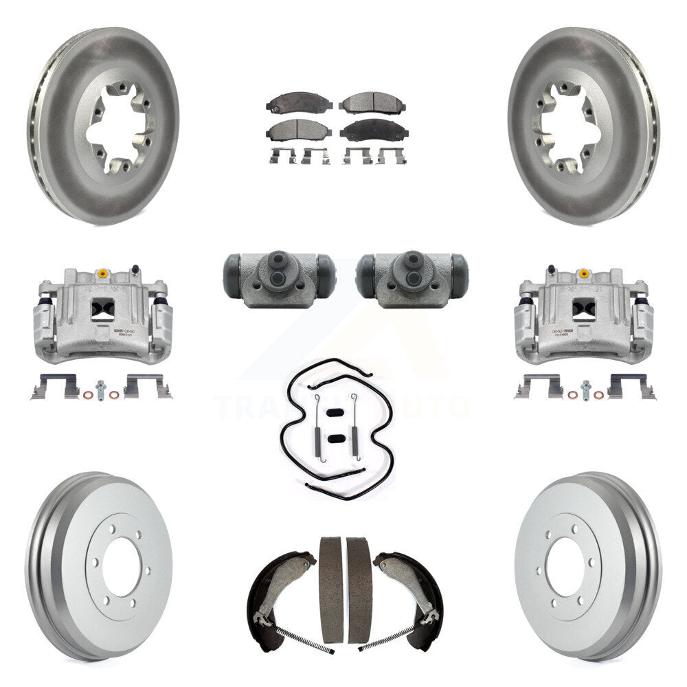 Front Rear Brake Caliper Coat Rotor Drum Semi-Metallic Pad Shoes Cylinder Kit (11Pc) For KCG-100367P