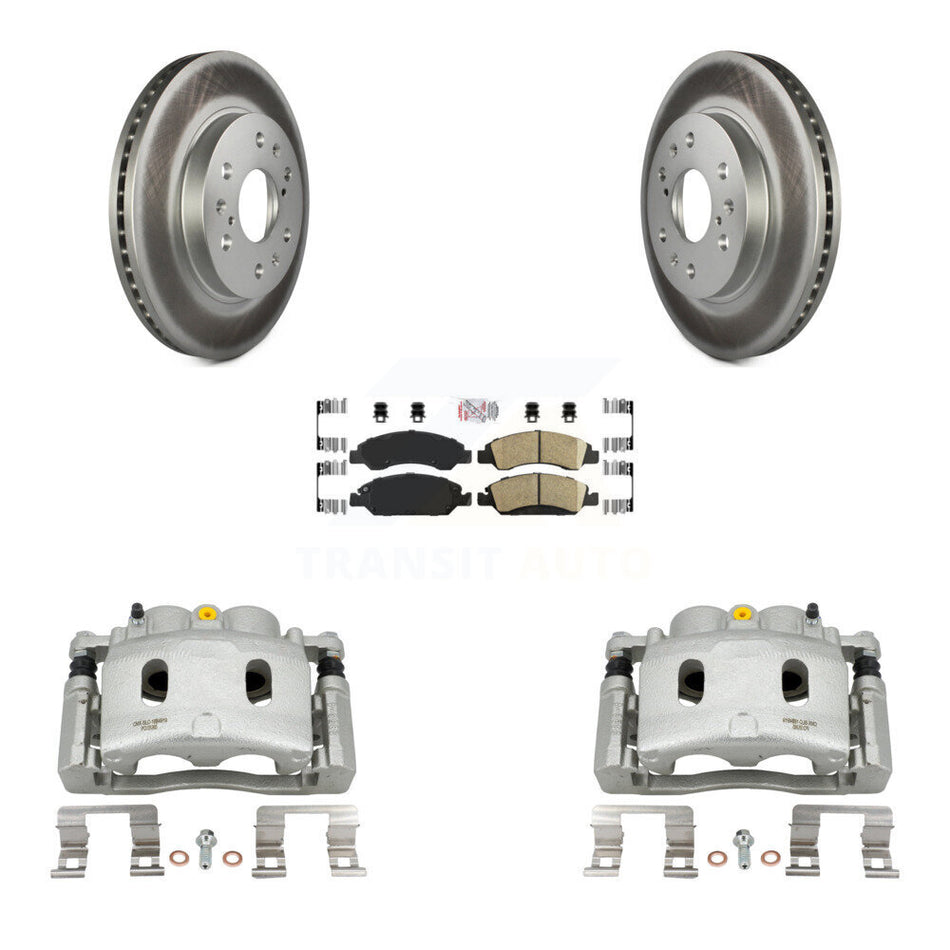 Front Brake Caliper Coat Rotor & Ceramic Pad Kit For Chevrolet GMC Silverado 1500 Sierra KCG-100368N