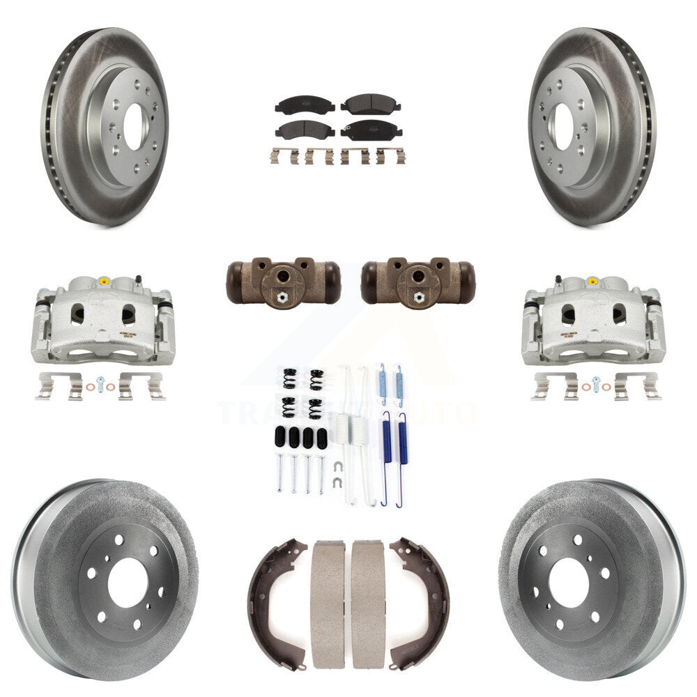 Front Rear Brake Caliper Coat Rotor Drum Semi-Metallic Pad Shoes Cylinder Kit (11Pc) For KCG-100368P