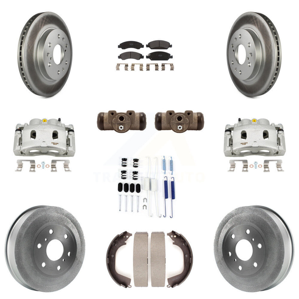 Front Rear Brake Caliper Coat Rotor Drum Semi-Metallic Pad Shoes Cylinder Kit (11Pc) For KCG-100368P