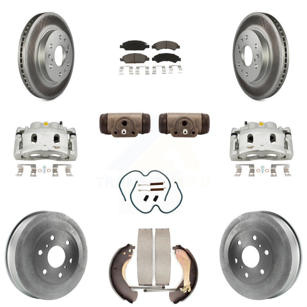 Front Rear Brake Caliper Coated Rotor Drum Ceramic Pad Shoe Cylinder Kit (11Pc) For 1500 KCG-100369C