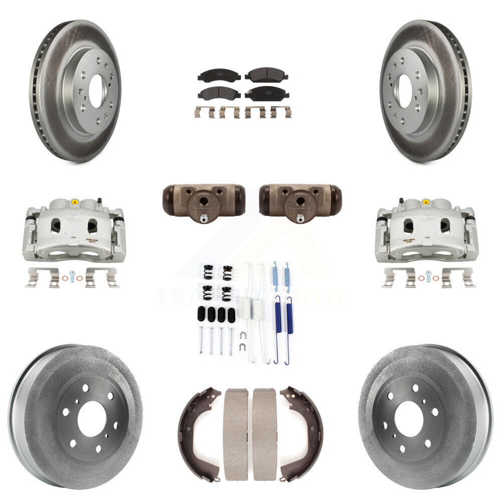 Front Rear Brake Caliper Coat Rotor Drum Semi-Metallic Pad Shoes Cylinder Kit (11Pc) For KCG-100369P