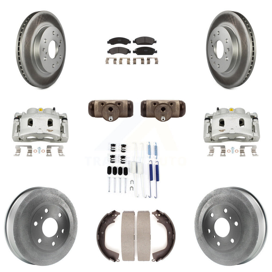 Front Rear Brake Caliper Coat Rotor Drum Semi-Metallic Pad Shoes Cylinder Kit (11Pc) For KCG-100369P