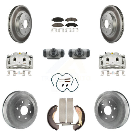 Front Rear Brake Caliper Coated Rotor Drum Ceramic Pad Shoe Cylinder Kit (11Pc) For 1500 KCG-100370C
