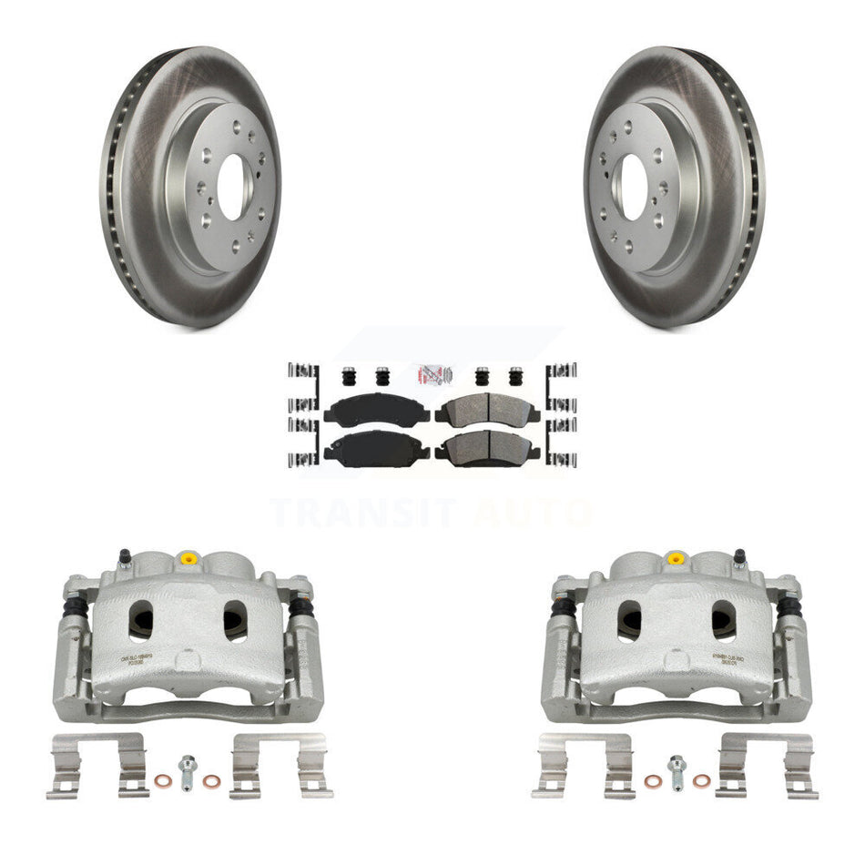 Front Brake Caliper Coat Rotor Semi-Metallic Pad Kit For Chevrolet GMC Silverado 1500 XL KCG-100370N
