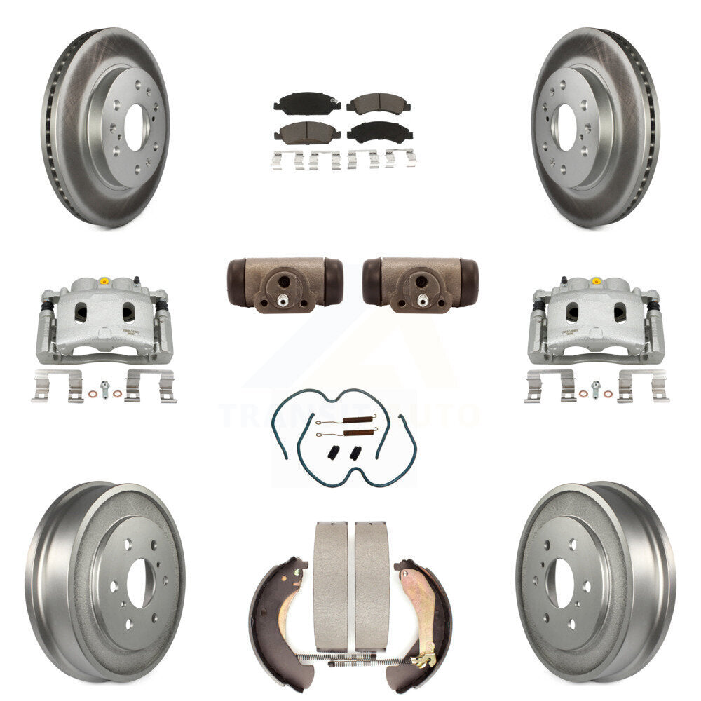 Front Rear Brake Caliper Coated Rotor Drum Ceramic Pad Shoe Cylinder Kit (11Pc) For 1500 KCG-100374C