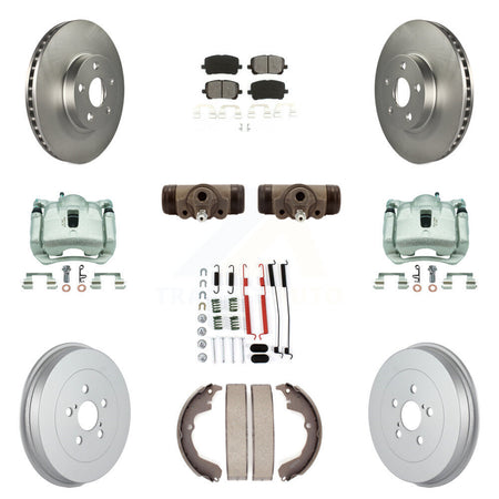 Front Rear Brake Caliper Coat Rotor Drum Semi-Metallic Pad Shoes Cylinder Kit (11Pc) For KCG-100374S