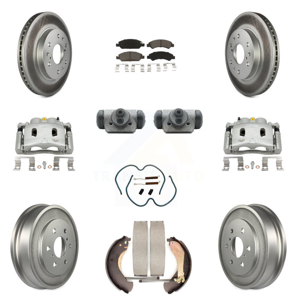 Front Rear Brake Caliper Coated Rotor Drum Ceramic Pad Shoe Cylinder Kit (11Pc) For 1500 KCG-100375C