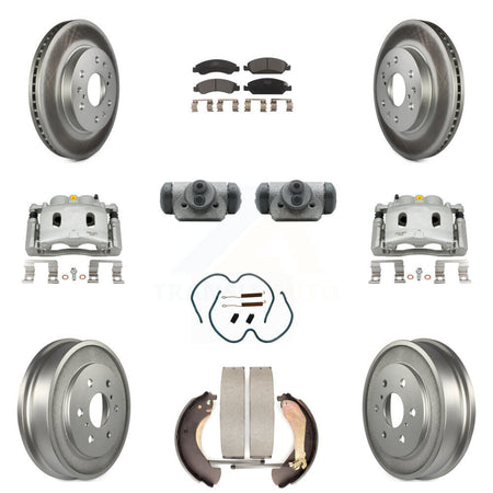 Front Rear Brake Caliper Coated Rotor Drum Ceramic Pad Shoe Cylinder Kit (11Pc) For 1500 KCG-100375T