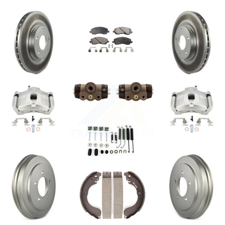 Front Rear Brake Caliper Coat Rotor Drum Semi-Metallic Pad Shoes Cylinder Kit (11Pc) For KCG-100376P