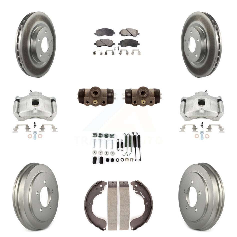 Front Rear Brake Caliper Coat Rotor Drum Semi-Metallic Pad Shoes Cylinder Kit (11Pc) For KCG-100376P