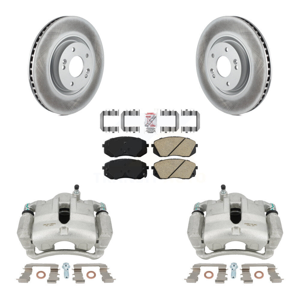 Front Disc Brake Caliper Coated Rotors And Ceramic Pads Kit For 2015 Hyundai Tucson FUEL CELL EV (FCEV) engine KCG-100378N by Transit Auto