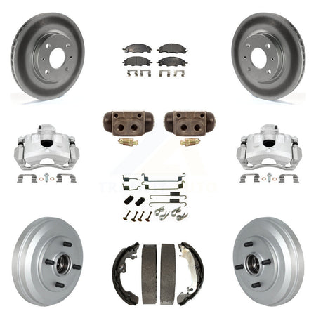Front Rear Disc Brake Caliper Coated Rotor Drum Ceramic Pad Shoe Cylinder Kit (11Pc) For KCG-100380T
