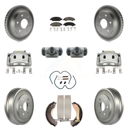Front Rear Disc Brake Caliper Coated Rotor Drum Ceramic Pad Shoe Cylinder Kit (11Pc) For KCG-100381C