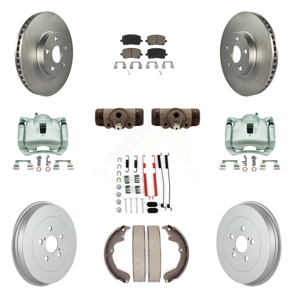 Front Rear Brake Caliper Coated Rotor Drum Ceramic Pad Shoe Cylinder Kit (11Pc) For Vibe KCG-100382C