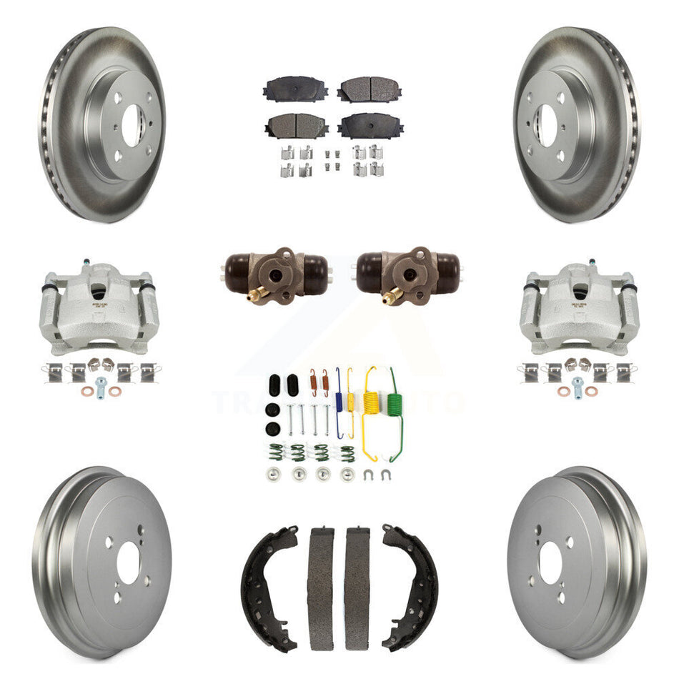 Front Rear Brake Caliper Coat Rotor Drum Semi-Metallic Pad Shoes Cylinder Kit (11Pc) For KCG-100387P