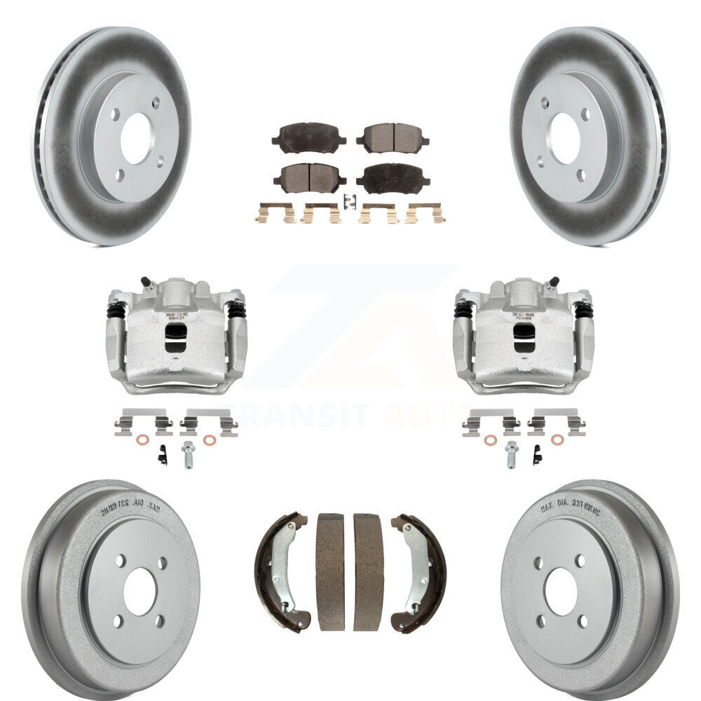 Front Rear Brake Caliper Coat Rotors Drum Ceramic Pad Kit (8Pc) For Saturn Ion Chevrolet KCG-100389T