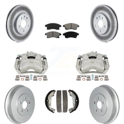 Front Rear Disc Brake Caliper Coated Rotors Drums Semi-Metallic Pads Kit (8Pc) For Chevrolet Cruze Limited KCG-100391S