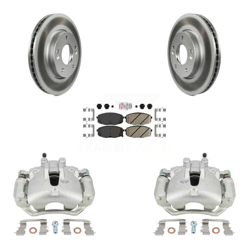 Front Disc Brake Caliper Coated Rotors And Ceramic Pads Kit For Kia Forte Koup Forte5 2.0L KCG-100392N by Transit Auto