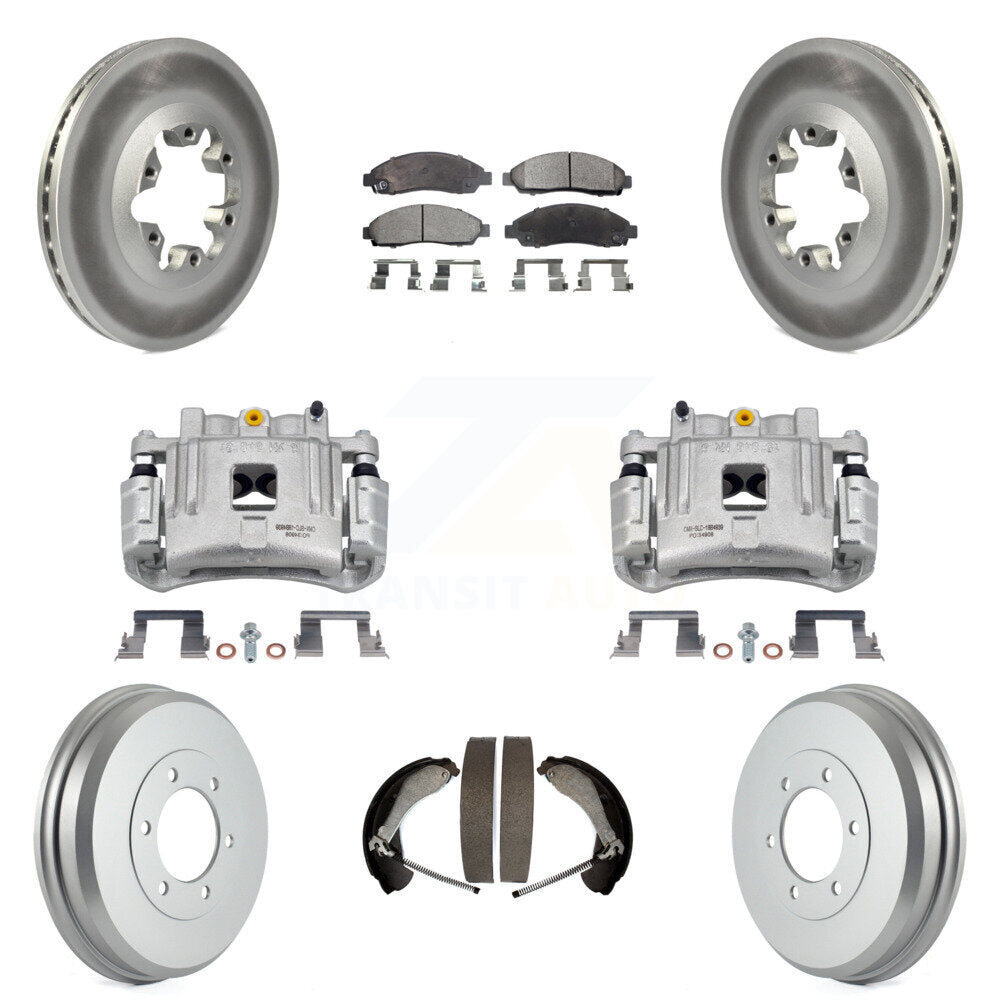 Front Rear Brake Caliper Coated Rotors Drum Ceramic Pad Kit (8Pc) For Chevrolet Colorado KCG-100400T