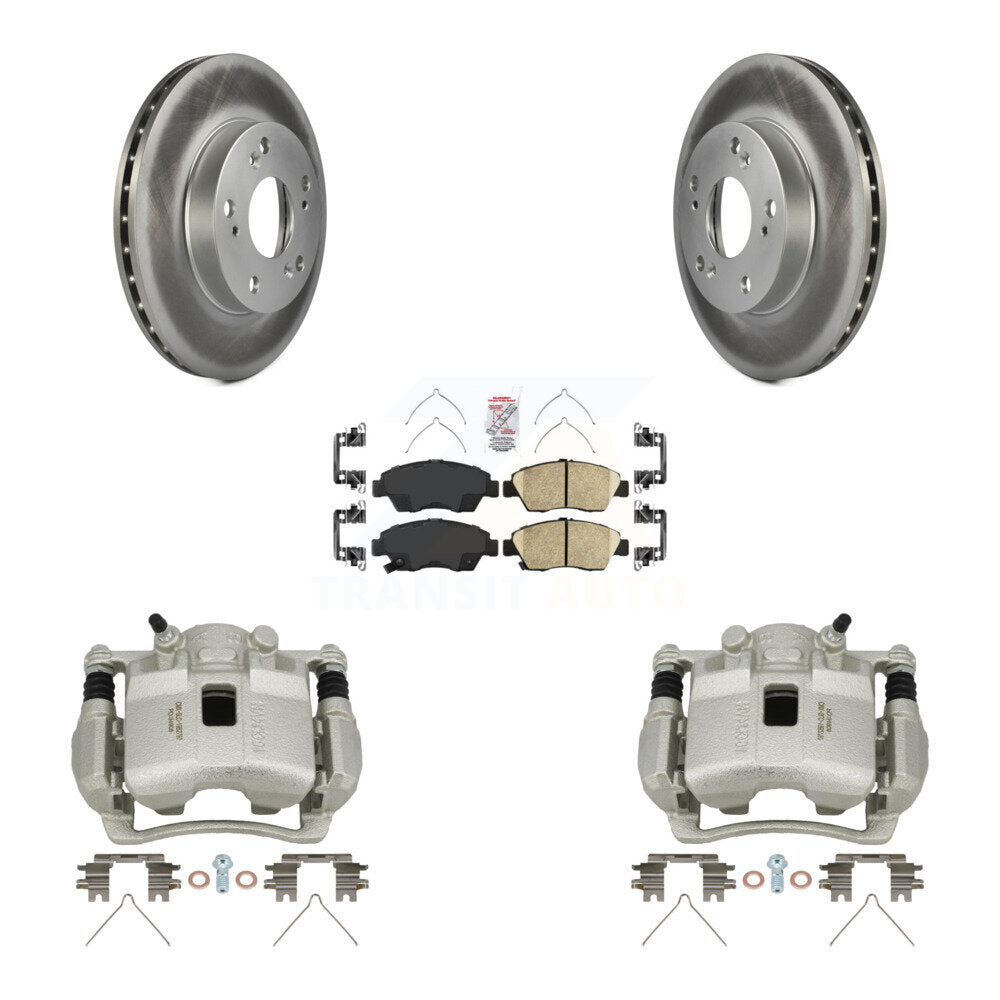 Front Disc Brake Caliper Coated Rotors And Ceramic Pads Kit For Honda Civic Acura RSX KCG-100402N