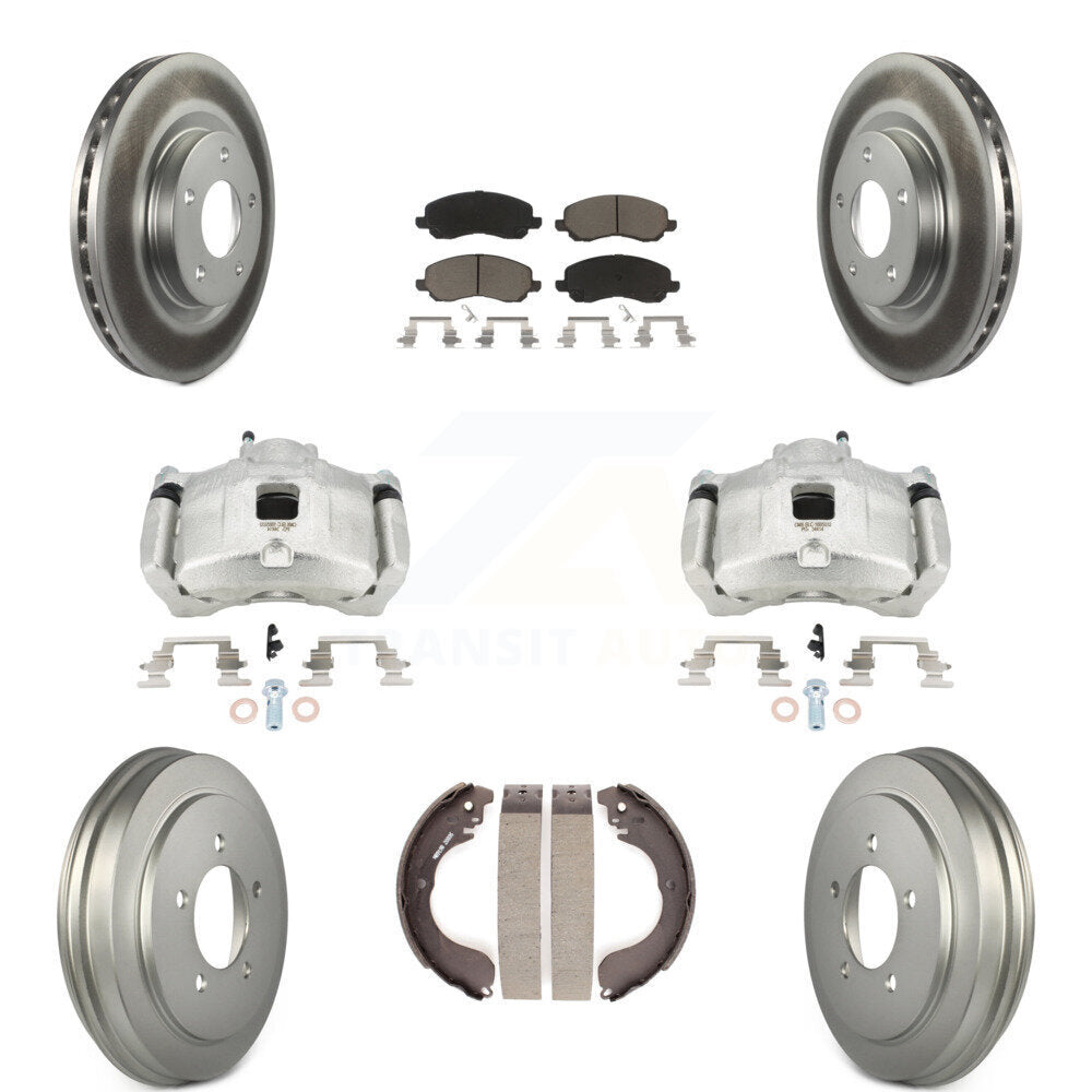 Front Rear Brake Caliper Coat Rotors Drum Ceramic Pad Kit (8Pc) For Jeep Patriot Compass KCG-100403C