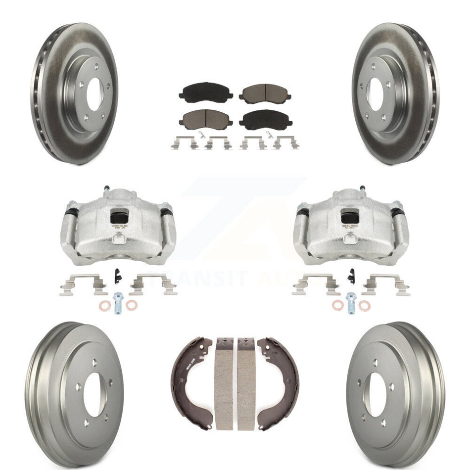 Front Rear Brake Caliper Coat Rotors Drum Ceramic Pad Kit (8Pc) For Jeep Patriot Compass KCG-100403C