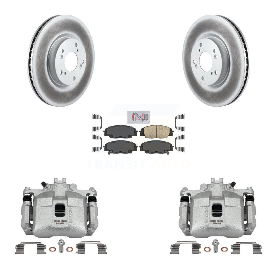 Front Disc Brake Caliper Coated Rotor And Ceramic Pad Kit For 2002-2006 Acura RSX Type-S KCG-100403N