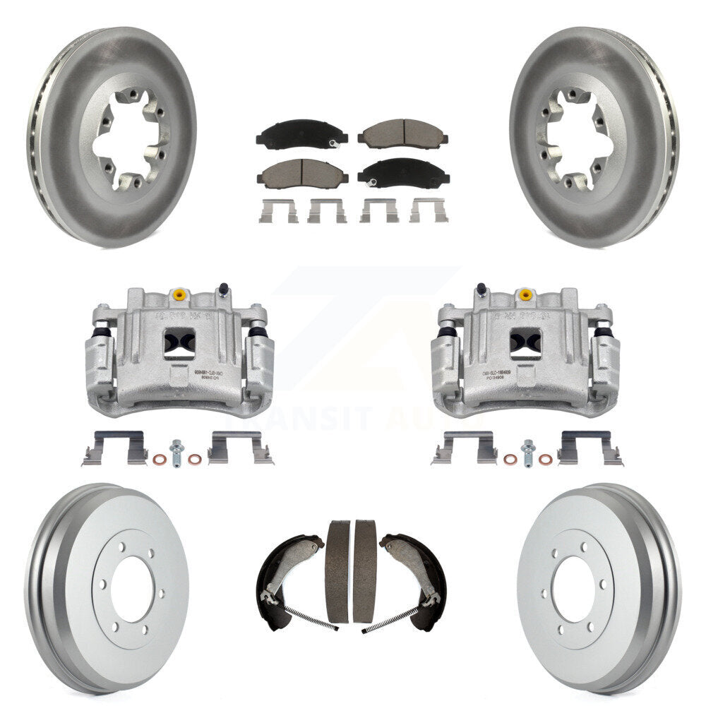 Front Rear Brake Caliper Coated Rotors Drum Ceramic Pad Kit (8Pc) For Chevrolet Colorado KCG-100405C