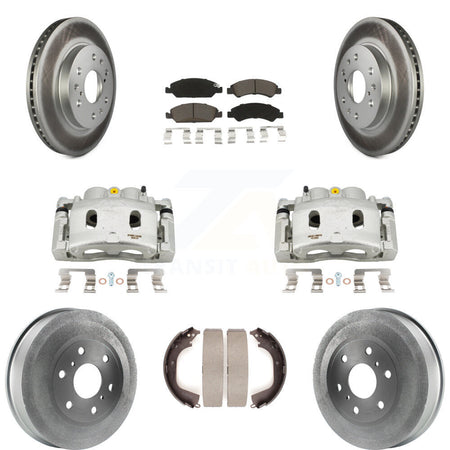 Front Rear Disc Brake Caliper Coat Rotors Drum Ceramic Pad Kit (8Pc) For GMC Sierra 1500 KCG-100407C