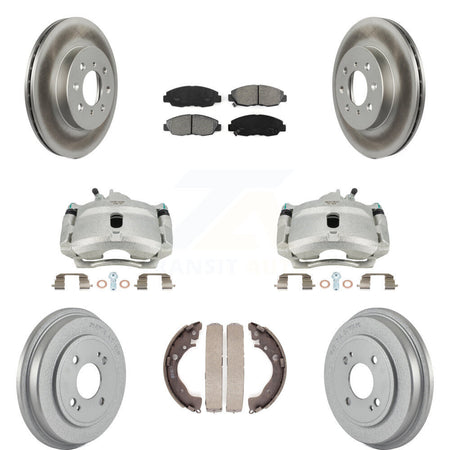 Front Rear Disc Brake Caliper Coated Rotors Drums Semi-Metallic Pads Kit (8Pc) For Honda Insight KCG-100409S by Transit Auto