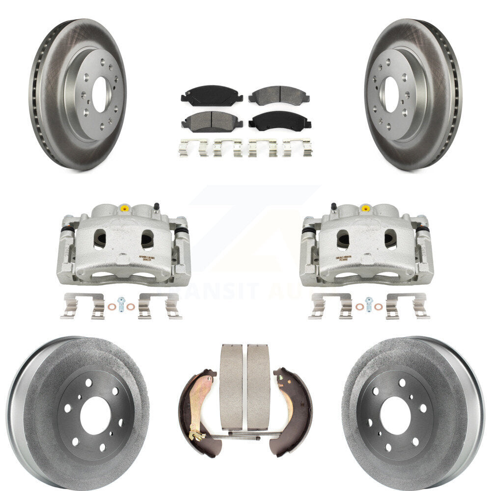 Front Rear Brake Caliper Coat Rotors Drum Semi-Metallic Pad Kit (8Pc) For Chevrolet 1500 KCG-100412S