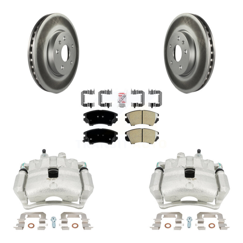 Front Disc Brake Caliper Coated Rotors And Semi-Metallic Pads Kit For 2010-2015 Chevrolet Camaro LT LS with 3.6L KCG-100418N by Transit Auto