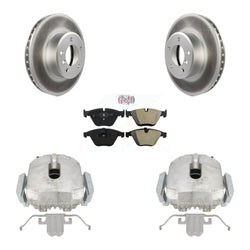 Front Disc Brake Caliper Coated Rotors And Semi-Metallic Pads Kit For 2007 BMW 525i Automatic transmission With 324mm Diameter Rotor From 01 07 KCG-100419N