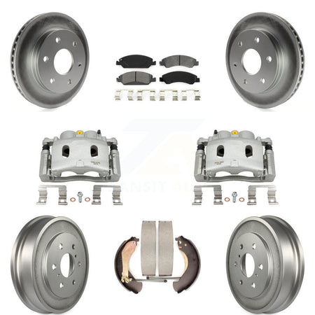 Front Rear Brake Caliper Coat Rotor Drum Semi-Metallic Pad Kit (8Pc) For GMC Sierra 1500 KCG-100419S
