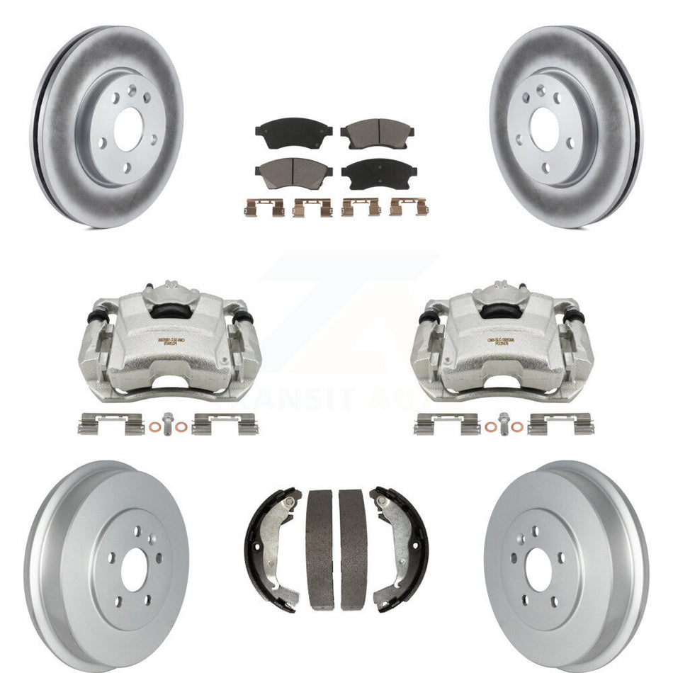 Front Rear Disc Brake Caliper Coated Rotors Drums Ceramic Pads Kit (8Pc) For Chevrolet Cruze Limited KCG-100420C