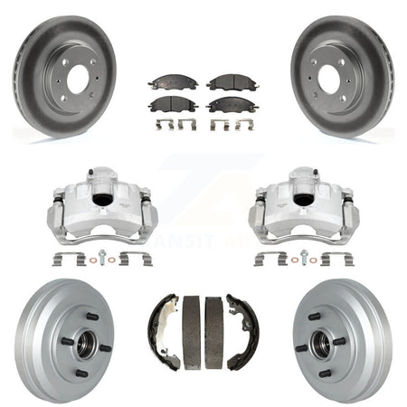 Front Rear Disc Brake Caliper Coated Rotors Drums Ceramic Pads Kit (8Pc) For Ford Focus KCG-100420T