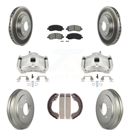 Front Rear Brake Caliper Coated Rotors Drum Semi-Metallic Pad Kit (8Pc) For Jeep Patriot KCG-100423S