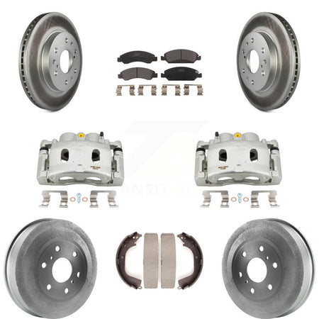 Front Rear Disc Brake Caliper Coat Rotors Drum Ceramic Pad Kit (8Pc) For GMC Sierra 1500 KCG-100423T